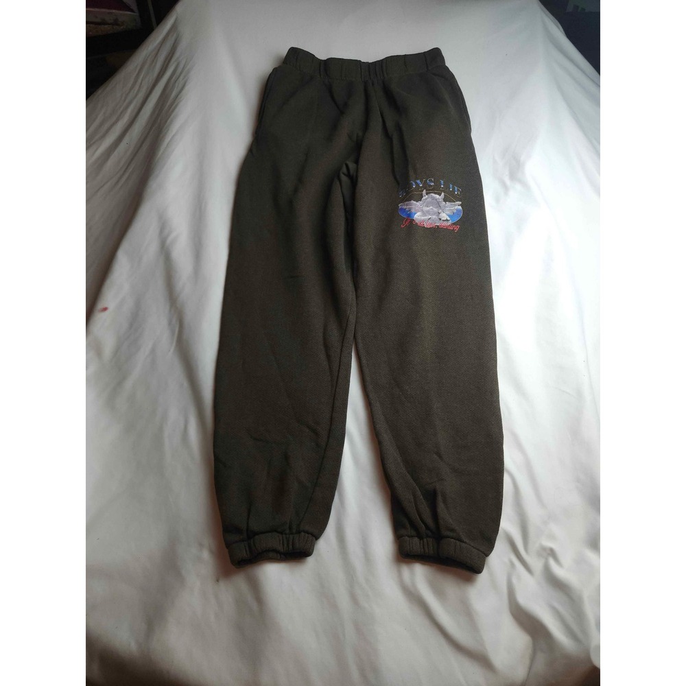Boys Lie Its Just A Feeling Cherub Graphic Sweatpants Olive Green Womens Medium